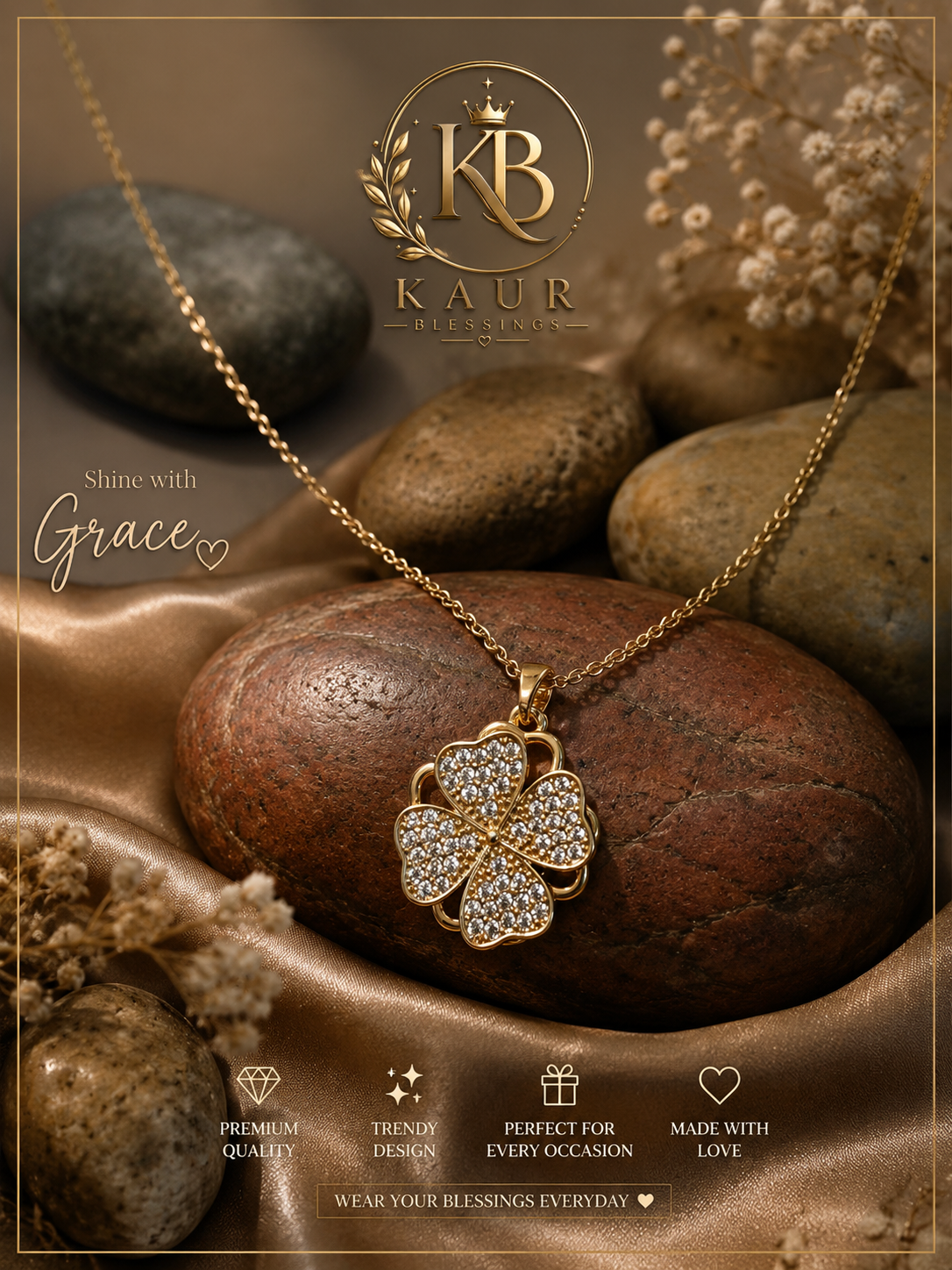 Lucky Four-Leaf Clover Pendant Necklace