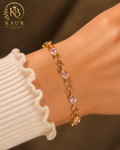 ✨ Pink Crystal Vine Bracelet – Elegant Gold-Tone Design