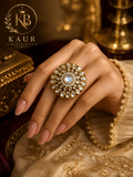 Kaur Blessings Premium Kundan Statement Ring