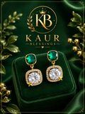 Emerald Sparkle Drop Earrings | Kaur Blessings