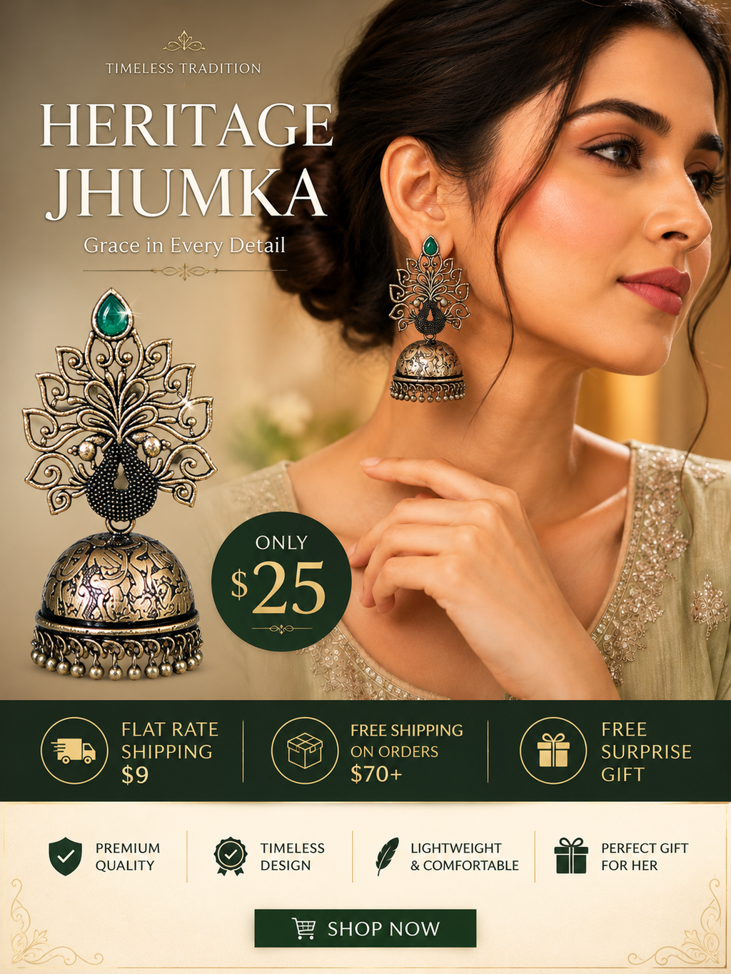 Peacock Jhumka Earrings – Timeless Elegance ✨